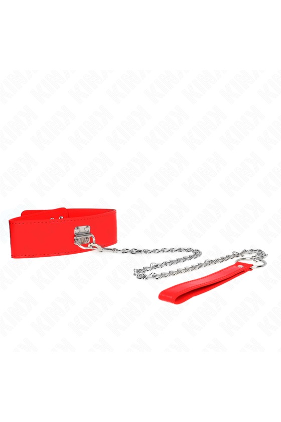 KINK - COLLIER AVEC CEINTURE 65 CM AVEC LARGE BRACELET ROUGE AJUSTABLE 33,5-41 CM X 5 CM