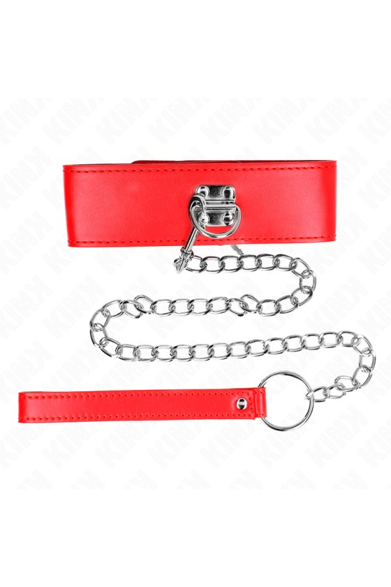 KINK - NECKLACE WITH BELT 65 CM WITH WIDE RED STRAP ADJUSTABLE 33.5-41 CM X 5 CM