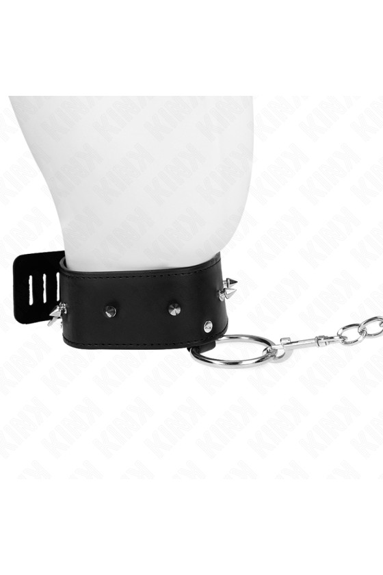 KINK - NECKLACE 65 CM WITH LEASH WITH SILVER STUDS MODEL 2 ADJUSTABLE 36-43 CM X 5 CM