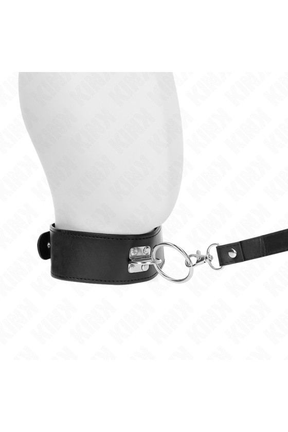 KINK - STUDDED LEASH 116 CM COLLAR WITH LEATHERETTE STRAP 50 X 5 CM