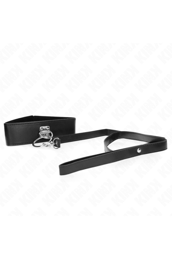 KINK - STUDDED LEASH 116 CM COLLAR WITH LEATHERETTE STRAP 50 X 5 CM