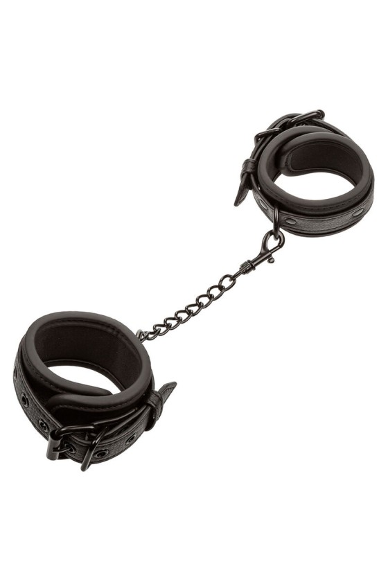 CALEXOTICS - NOCTURNAL LEATHER WRIST CUFFS ADJUSTABLE BLACK