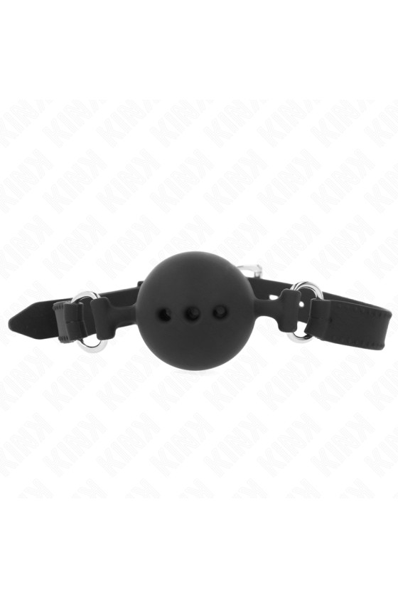 KINK - FULL SILICONE GAG 55 x 2 CM WITH 4.5 CM BALL SIZE M BLACK ADJUSTABLE 35-51 CM