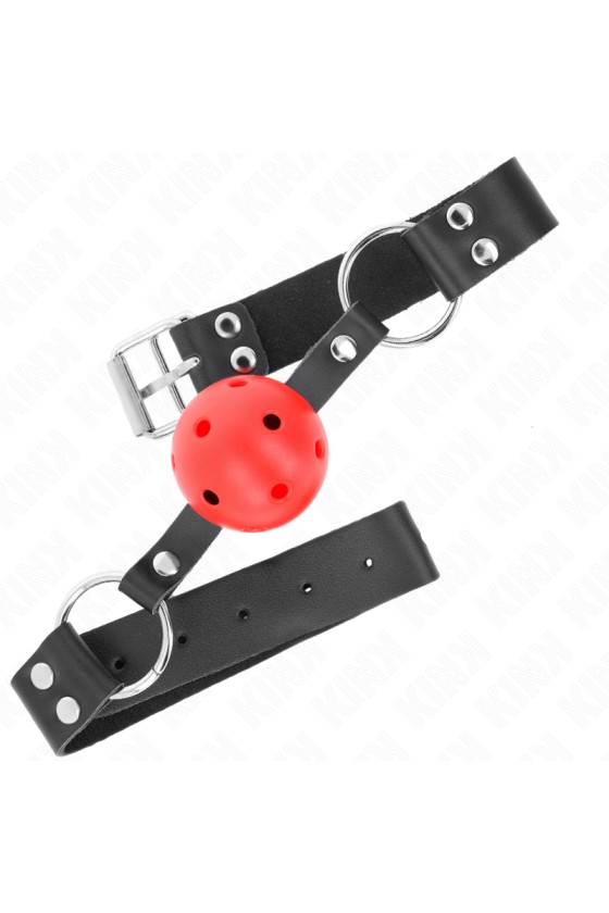 KINK - BREATHABLE BALL 4 CM GAG WITH DOUBLE RIVET RED 62.5 x 2.5 CM ADJUSTABLE 42-58 CM