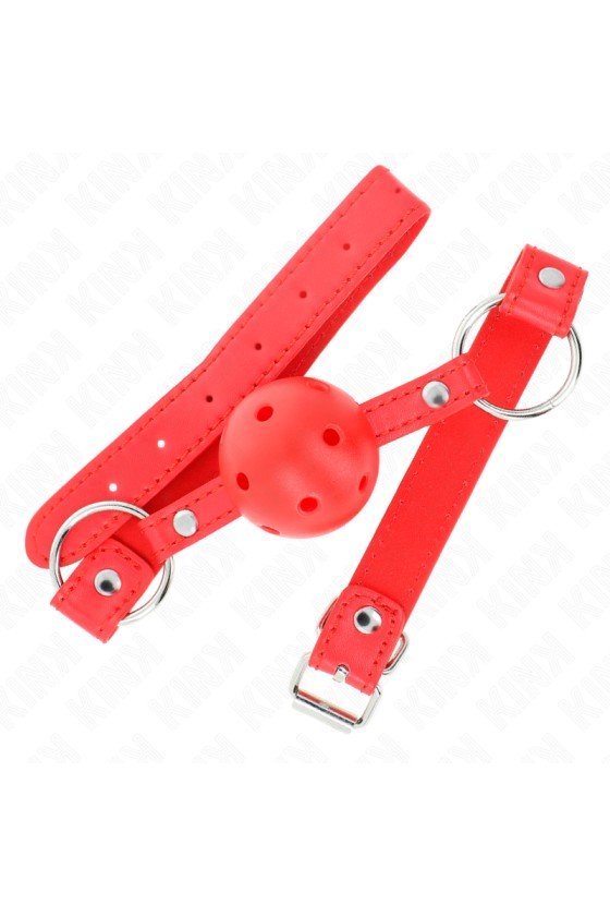 KINK - BREATHABLE BALL 4 CM GAG WITH DOUBLE RIVET MODEL 1 RED 62.5 x 2.5 CM ADJUSTABLE 42-58 CM