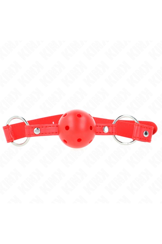 KINK - BREATHABLE BALL 4 CM GAG WITH DOUBLE RIVET MODEL 1 RED 62.5 x 2.5 CM ADJUSTABLE 42-58 CM