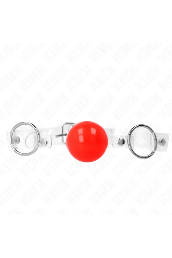 KINK - RED TRANSPARENT PVC BALL 4 CM GAG ADJUSTABLE