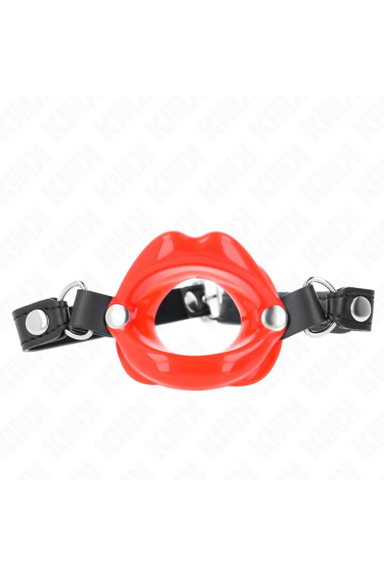 KINK - LIP 8 CM GAG WITH RED LEATHERETTE STRAP 63 x 2 CM ADJUSTABLE 39-58 CM