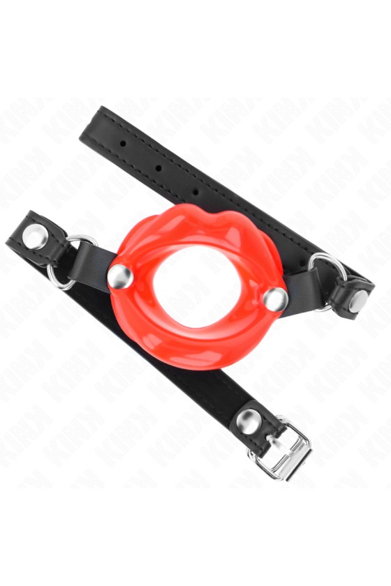 KINK - LIP 8 CM GAG WITH RED LEATHERETTE STRAP 63 x 2 CM ADJUSTABLE 39-58 CM