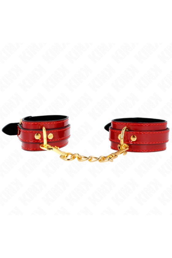 KINK - PUNHOS JOANNA ANGEL VERMELHO AJUSTÁVEL COM CORRENTE DE OURO 16,5-26 CM X 4 CM