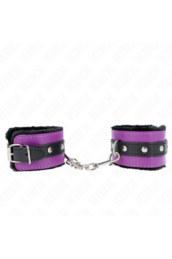 KINK - POGGIPOLSI PREMIUM FODERATI IN PELLICCIA NERI CON CINTURA VIOLA/NERA REGOLABILE 17-29 CM X 6 CM