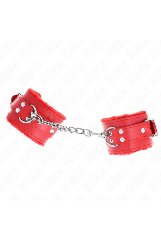 KINK - RESISTENZA DA POLSO IMBOTTITA IN PELLICCIA ROSSO CON CINTURA ROSSA REGOLABILE 17-29 CM X 6 CM