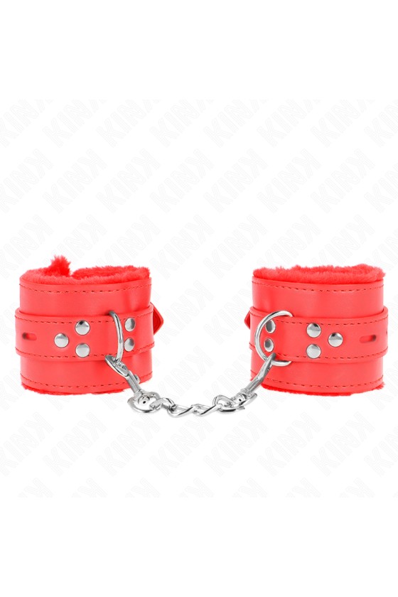 KINK - PULSO FORRO DE PELE COM FUROS QUADRADOS VERMELHO E CINTO VERMELHO AJUSTÁVEL 17-29 CM X 6 CM