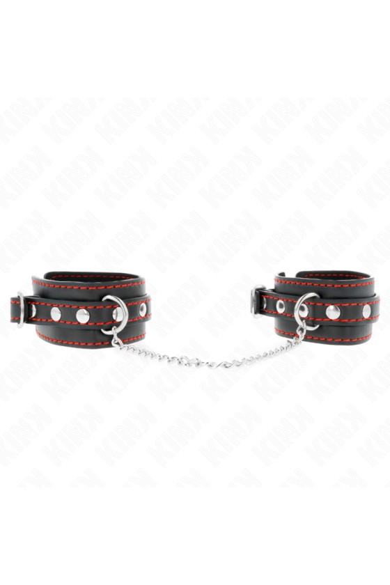 KINK - SMALL WRIST RESTRAINTS BLACK WITH RED LINING ADJUSTABLE 14-24 CM X 3.5 CM