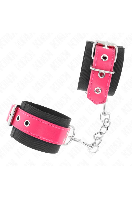 KINK - RESISTENZA DA POLSO IN NYLON NERO CON CINTURA IN SIMILPELLE ROSA LAMPONE REGOLABILE 19-29 CM X 5,1 CM