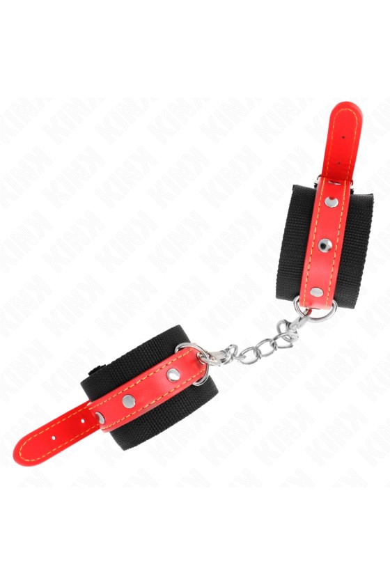 KINK-SUJETADORESDEMUÑECASDENYLONNEGROCONCUEROSINTÉTICOROJOAJUSTABLES19-24CMX5,5CM