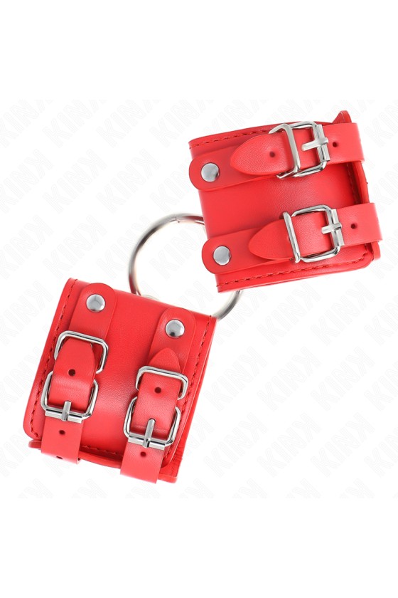 KINK - FIXED WRIST RESTRAINTS WITH RING AND STUDS ADJUSTABLE RED 17-22 CM X 6.5 CM