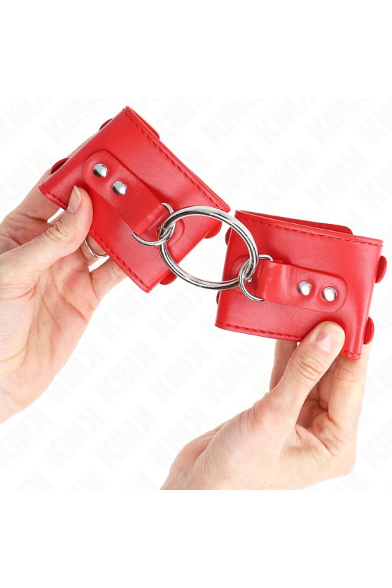 KINK - FIXED WRIST RESTRAINTS WITH RING AND STUDS ADJUSTABLE RED 17-22 CM X 6.5 CM