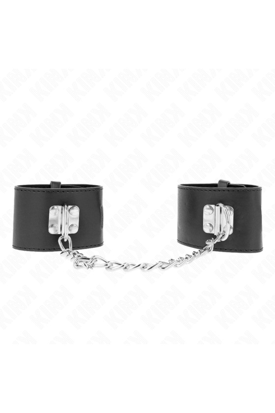 KINK - FIXED WRIST RESTRAINTS WITH CHAIN 30 CM AND PADLOCK CLOSURE BLACK ADJUSTABLE 16-23 CM X 5.5 CM