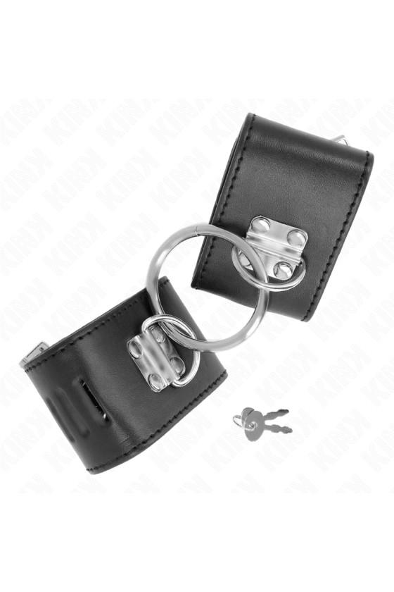 KINK - FIXED WRIST RESTRAINTS WITH RING AND PADLOCK CLOSURE BLACK ADJUSTABLE 16-23 CM X 5.5 CM