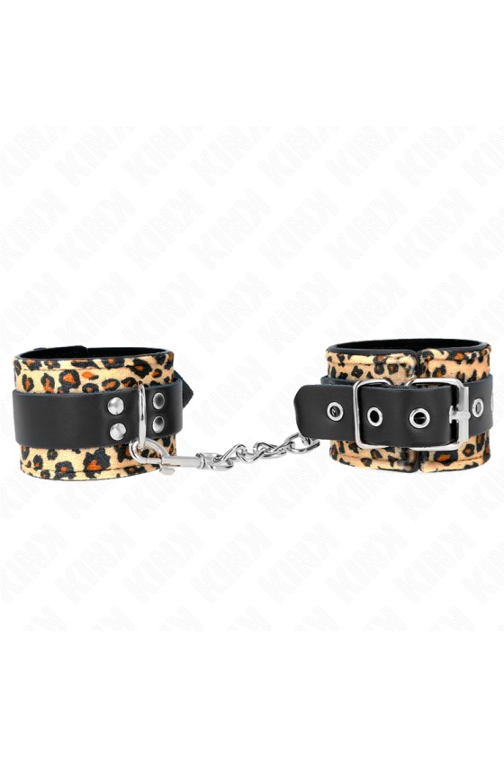 KINK - RETENÇÃO DE PULSO DE COURO REAL LEOPARDO AJUSTÁVEL 18-29 CM X 5,5 CM