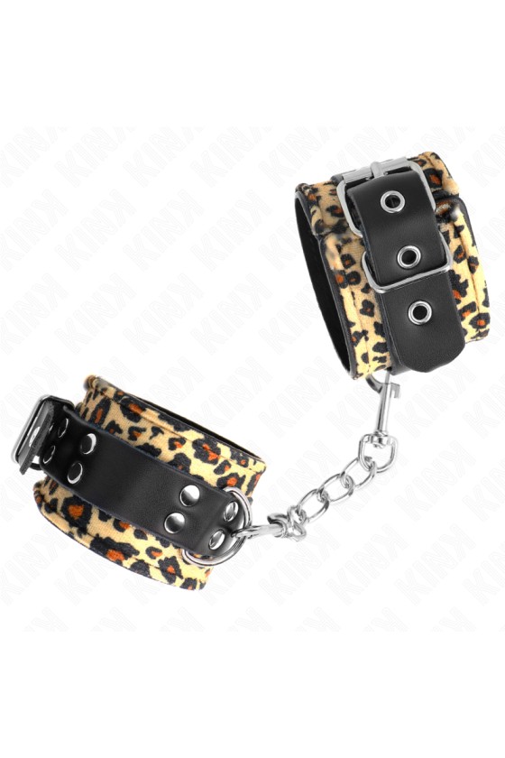 KINK - LEOPARD HANDGELENKFESSEL AUS ECHTLEDER, VERSTELLBAR 18-29 CM X 5,5 CM