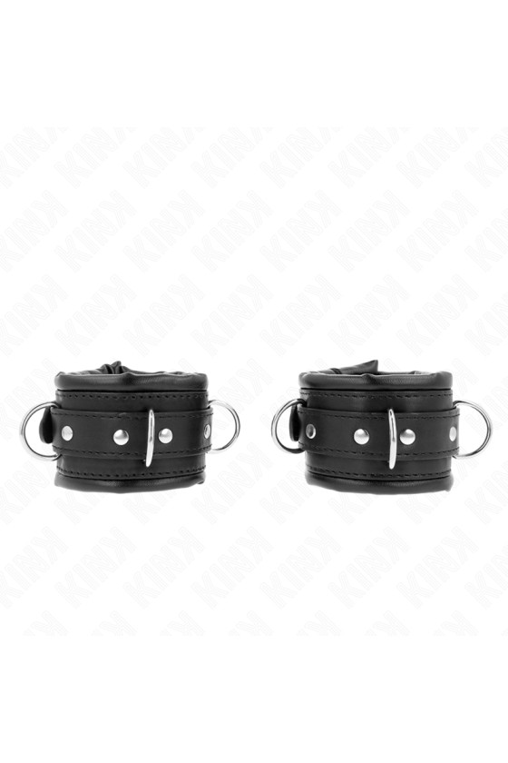 KINK - APPUI-POIGNETS LOURDS DOUBLÉS DE FOURRURE NOIRE RÉGLABLES 20-30 CM X 6 CM