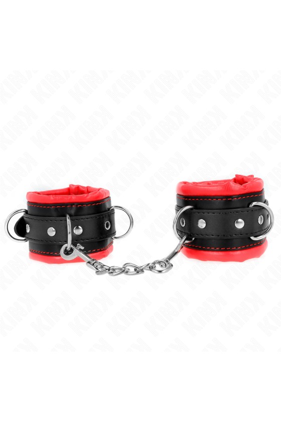 KINK - HEAVY WRIST RESTRAINTS WITH RED FUR LINED ADJUSTABLE 20-30 CM X 6 CM