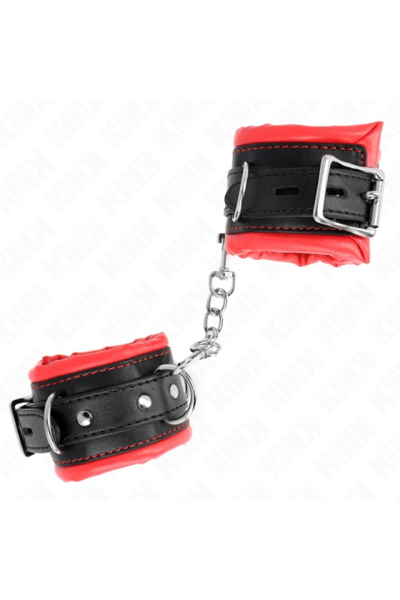 KINK - HEAVY WRIST RESTRAINTS WITH RED FUR LINED ADJUSTABLE 20-30 CM X 6 CM