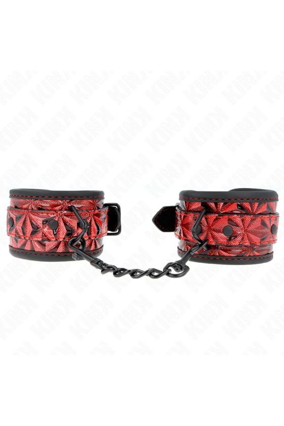 KINK - DIAMOND PATTERN WRIST RESTRAINTS DARK RED ADJUSTABLE 17-26 CM X 5.5 CM