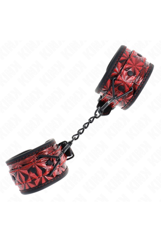 KINK - DIAMOND PATTERN WRIST RESTRAINTS DARK RED ADJUSTABLE 17-26 CM X 5.5 CM