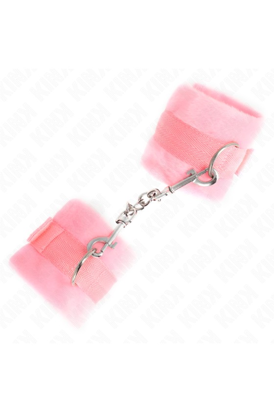 KINK - BEGINNER FUR HAND CUFFS PINK 30 X 7 CM