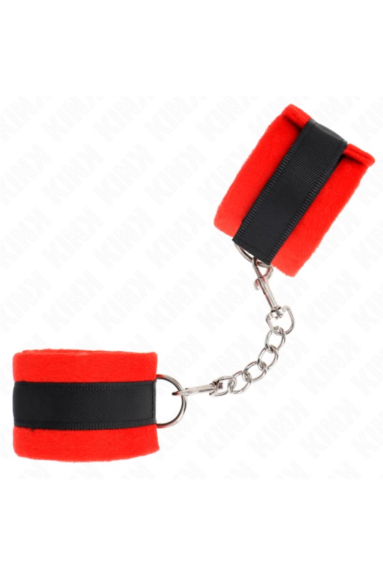 KINK - BEGINNER PELZHANDMANSCHETTEN SCHWARZ-ROT 30 X 7 CM