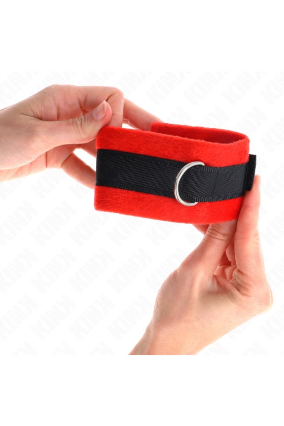 KINK - BEGINNER PELZHANDMANSCHETTEN SCHWARZ-ROT 30 X 7 CM