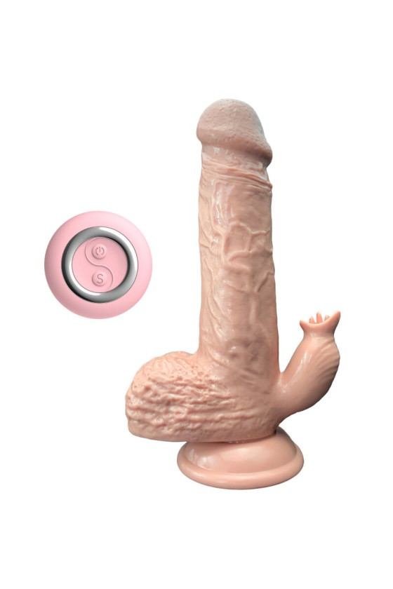 ARMONY - VIBRATORE REALISTICO E DILDO SPINTA CON STIMOLATORE DELLA LINGUA 19 CM