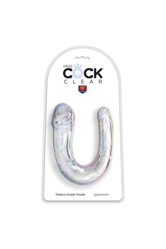 KING COCK - DOUBLE TROUBLE DOPPIO DILDO 33 CM TRASPARENTE