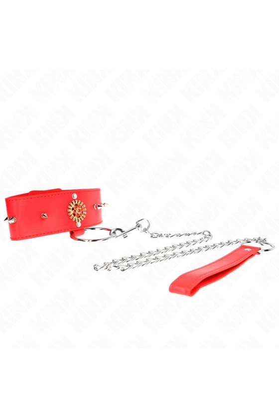 KINK - COLLIER DIAMANTS ROUGES AVEC CEINTURE 65 CM AJDUSTABLE 35-51 CM X 7 CM