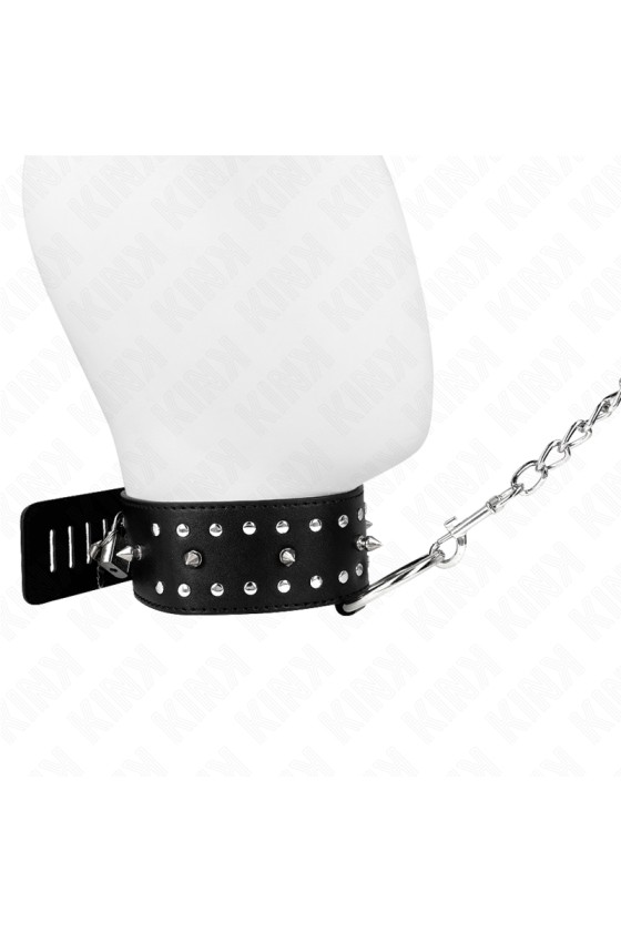 KINK - NECKLACE WITH LEASH 65 CM WITH SILVER STUDS MODEL 1 ADJUSTABLE 36-43 CM X 5 CM