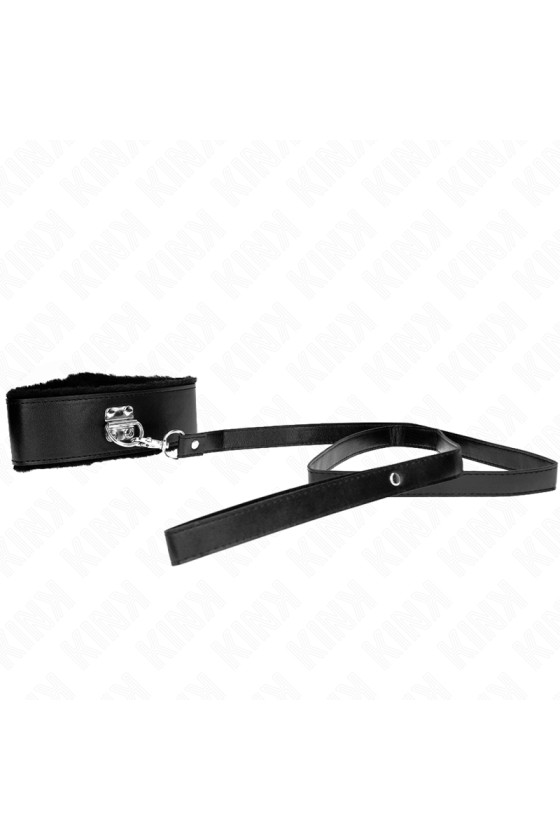 KINK - NECKLACE WITH LEASH 116 CM WITH SILVER STUDS MODEL 4 BLACK ADJUSTABLE 40-48 CM X 6 CM