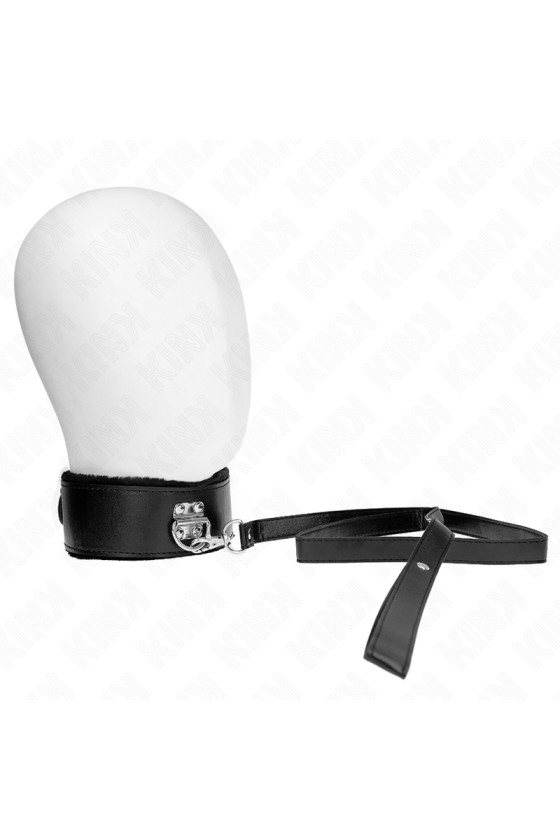 KINK - COLLANA CON GUINZAGLIO 116 CM CON BORCHIE IN ARGENTO MODELLO 4 NERO REGOLABILE 40-48 CM X 6 CM