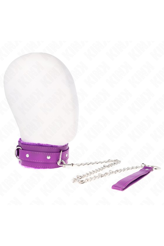 KINK - COLLAR WITH LEASH 65 CM WITH RESTRICTIONS PURPLE 36-42 CM X 5.5 CM