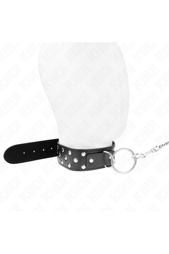 KINK - COLLANA CON CINTURINO AD ANELLO RIVETTO CON CINTURA 65 CM NERO REGOLABILE 36-50 CM X 3,8 CM