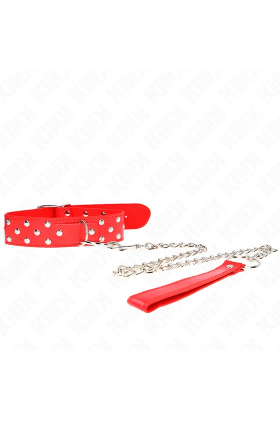 KINK - COLAR DE ALÇA DE REBITE DE ANEL COM CINTO 65 CM VERMELHO AJUSTÁVEL 36-50 CM X 3,8 CM