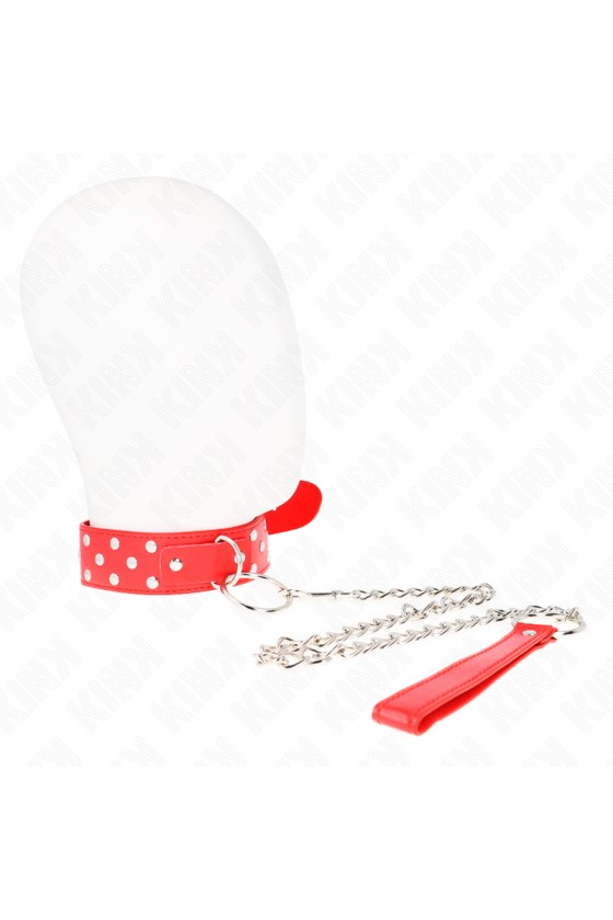 KINK - COLLANA CON CINTURINO AD ANELLO RIVETTO CON CINTURA 65 CM ROSSO REGOLABILE 36-50 CM X 3,8 CM