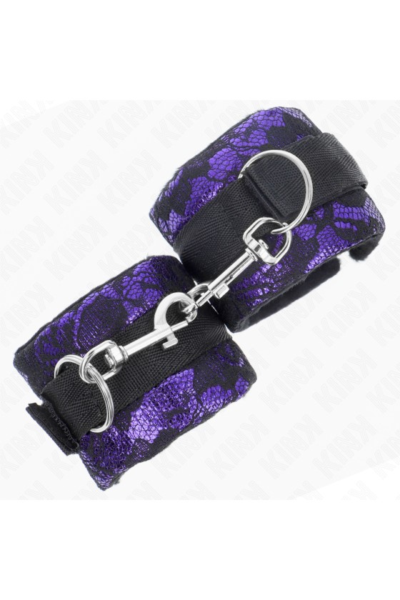 KINK - RESISTENZA DA POLSO CORTA IN PIZZO DI VELLUTO E FASCIA IN NYLON VIOLA/NERO 23 X 6,5 CM