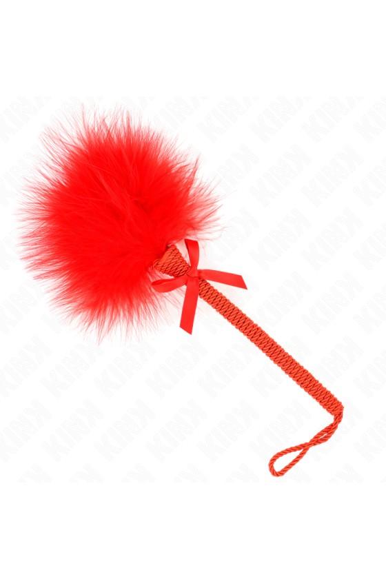 KINK - Baguette en corde de nylon avec plumes chatouillantes et noeud rouge 25 cm