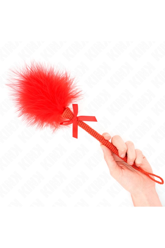 KINK - Baguette en corde de nylon avec plumes chatouillantes et noeud rouge 25 cm