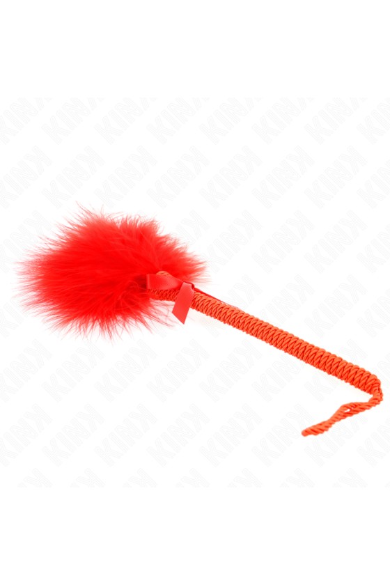 KINK - Baguette en corde de nylon avec plumes chatouillantes et noeud rouge 25 cm