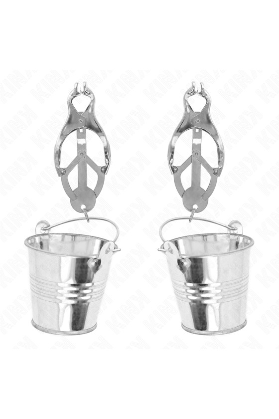 KINK - JAPANESE CLOVER NIPPLE CLAMPS WITH BUCKETS SILVER