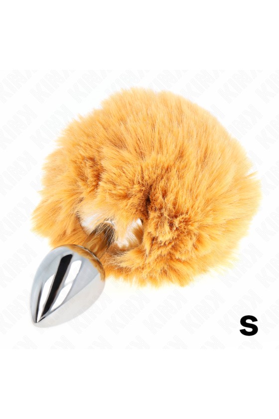 KINK - STAINLESS STEEL PLUG 7 x 3 CM WITH BEIGE FAUX FUR RABBIT TAIL 8 CM